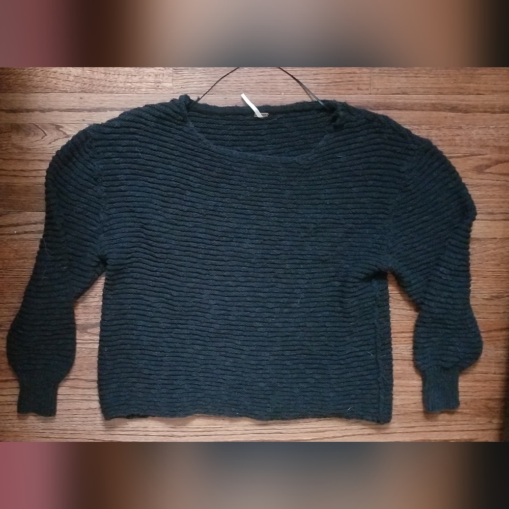 Free People Black Textured Women's Sweater Medium